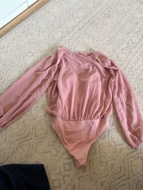 Aritzia Pink Long-Sleeve One-Piece yBodysuit